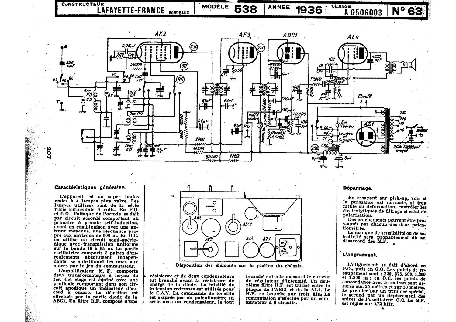 Lafayette 538 Schematic