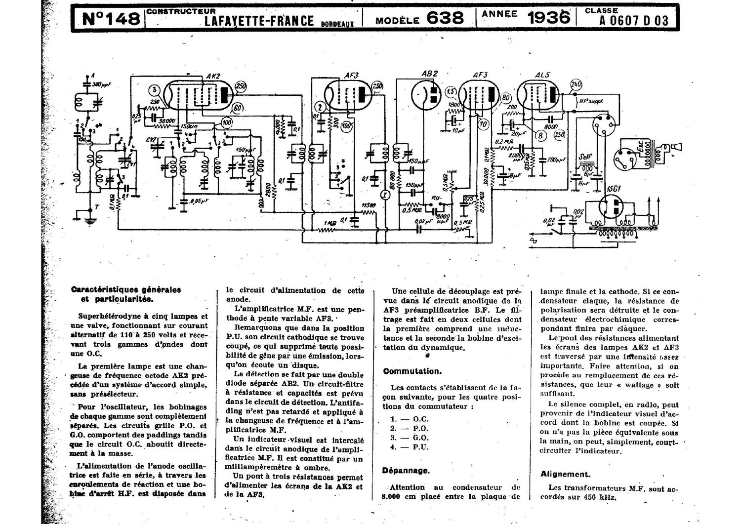 Lafayette 638 Schematic