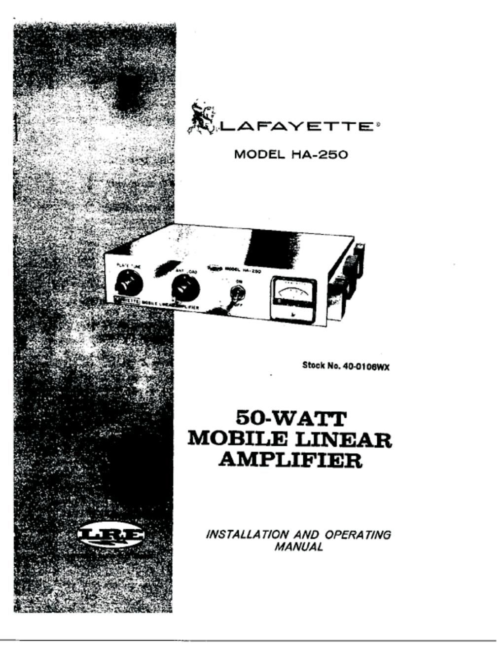 lafayette ha 250 owners manual