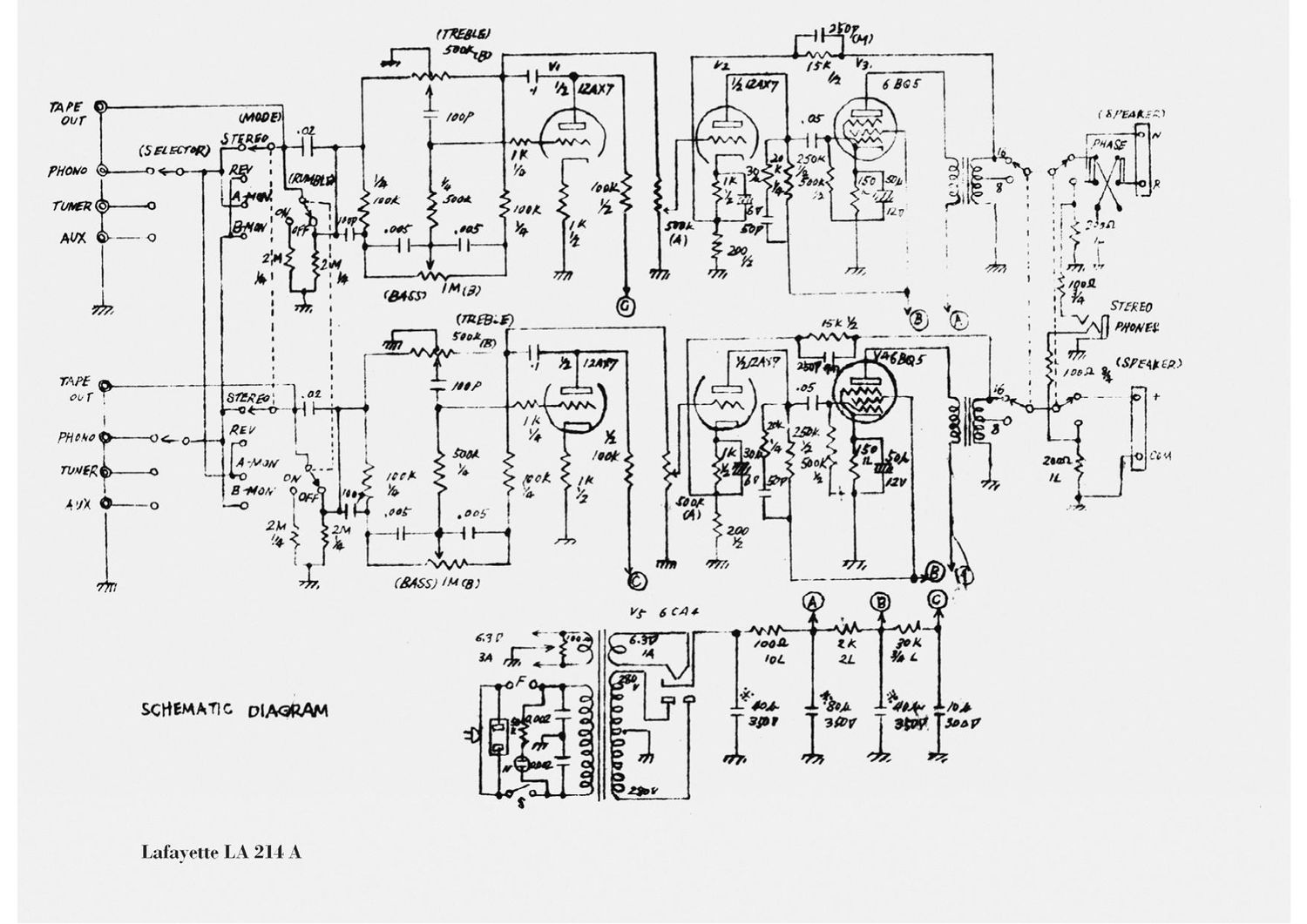 Lafayette LA 214A Schematic