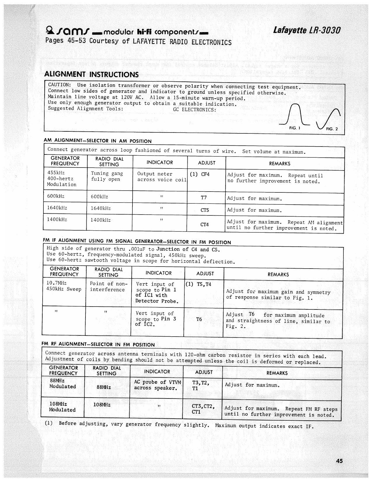 Lafayette LR 3030 Service Manual