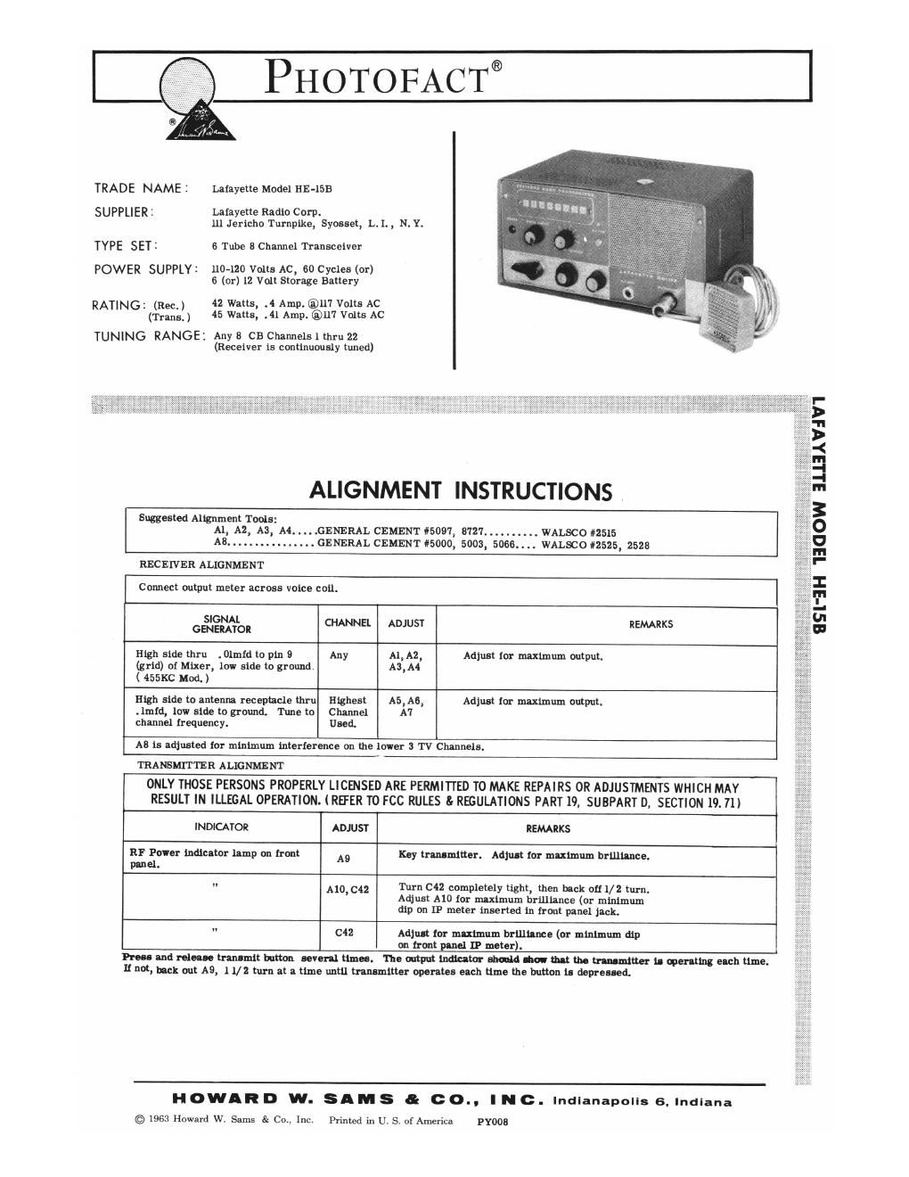 lafayette he 15 b service manual