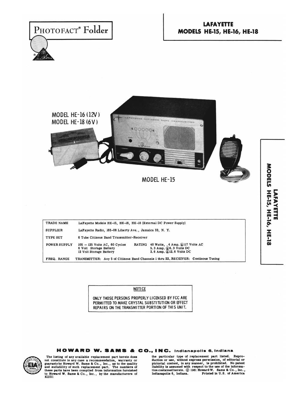 lafayette he 15 service manual