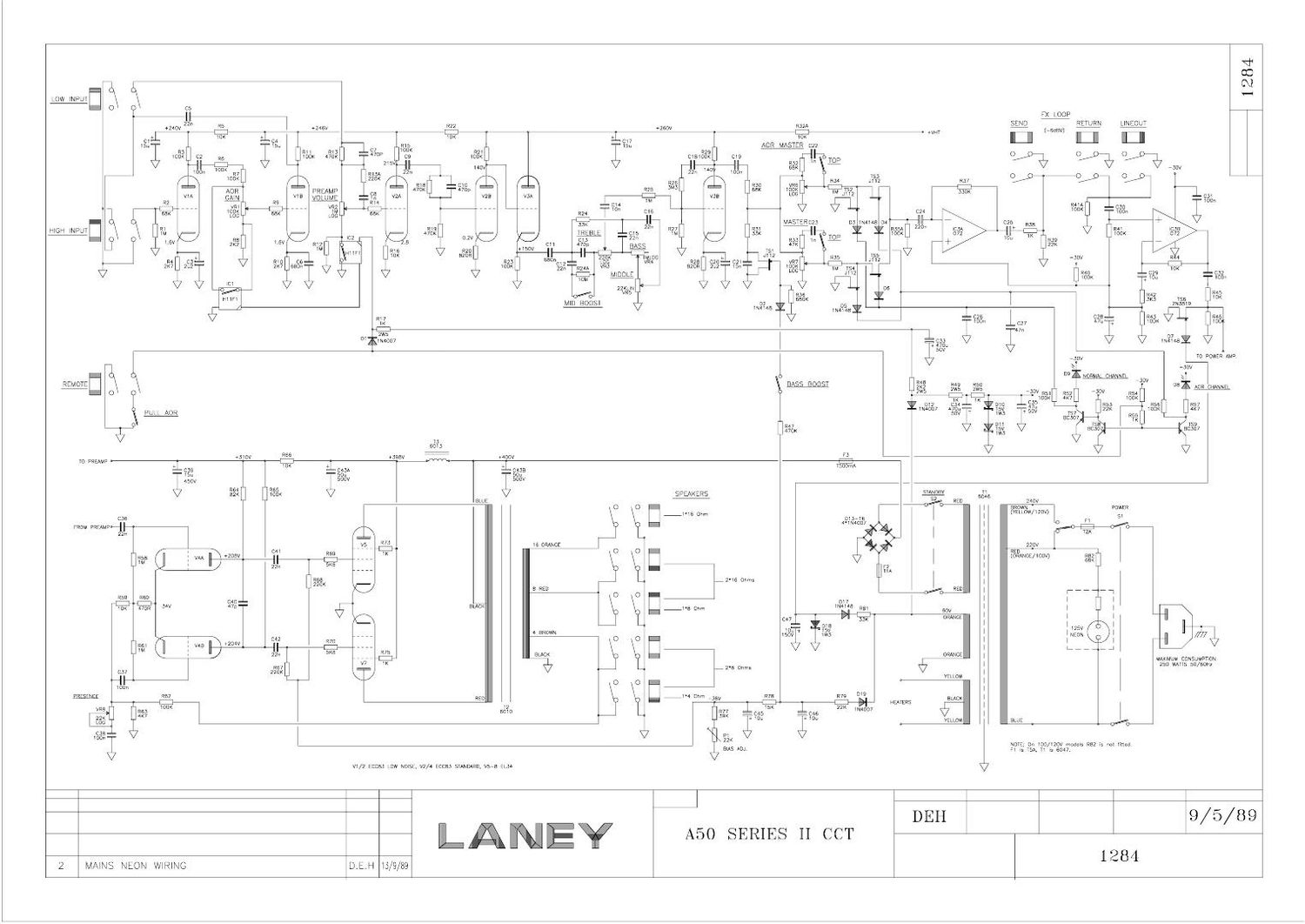 laney A 50 Series II Schematic