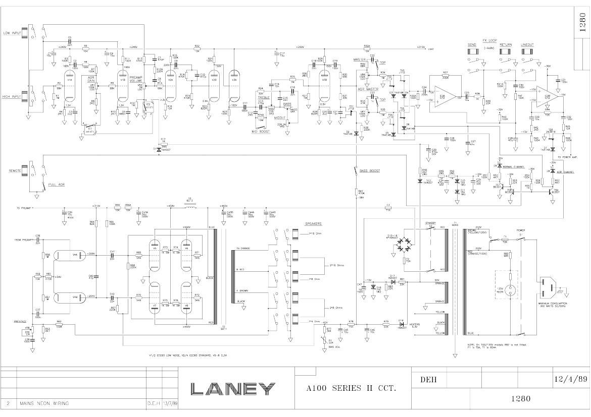 laney A100H Series II Schematic