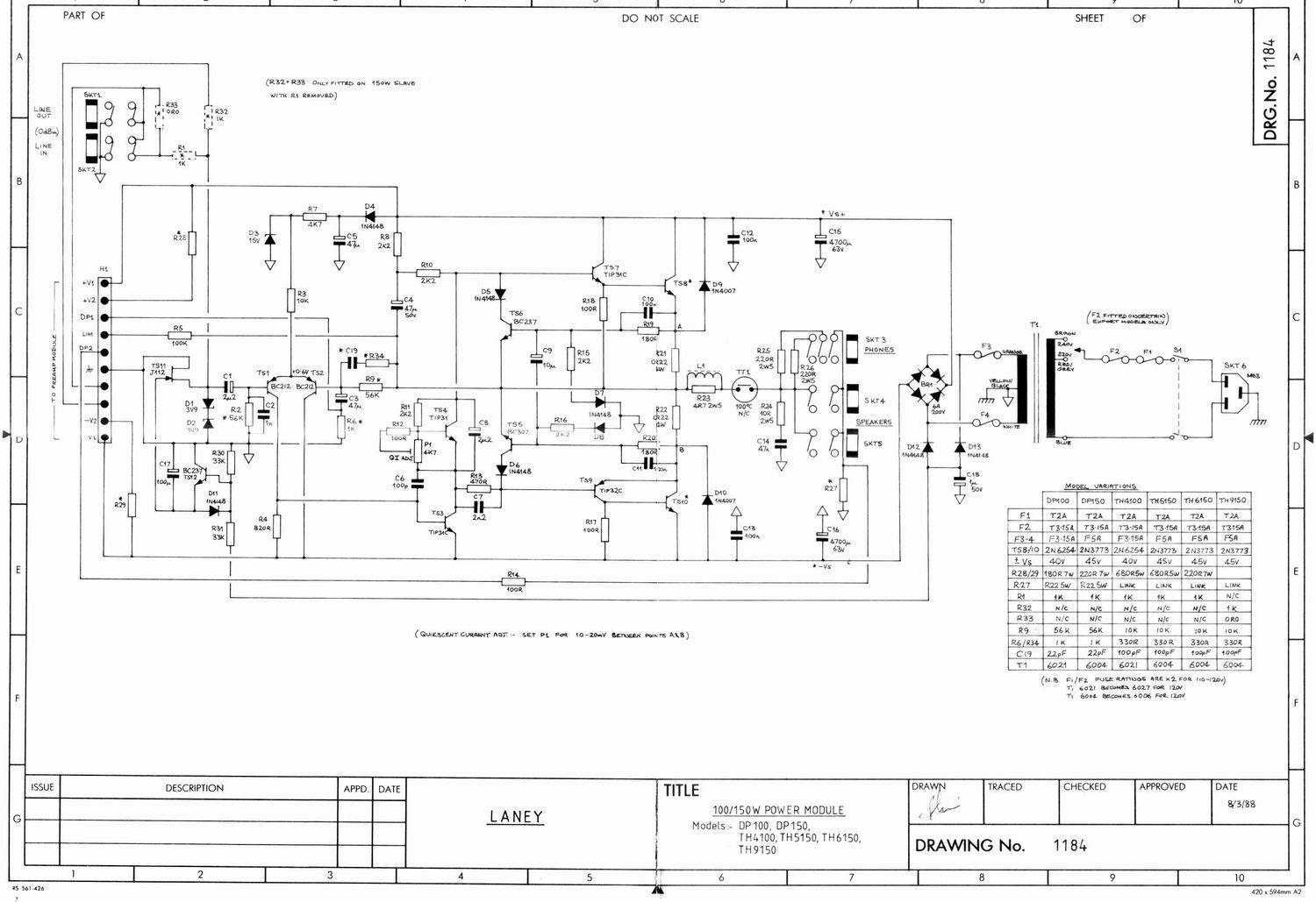 laney DP100 DP150 power amp