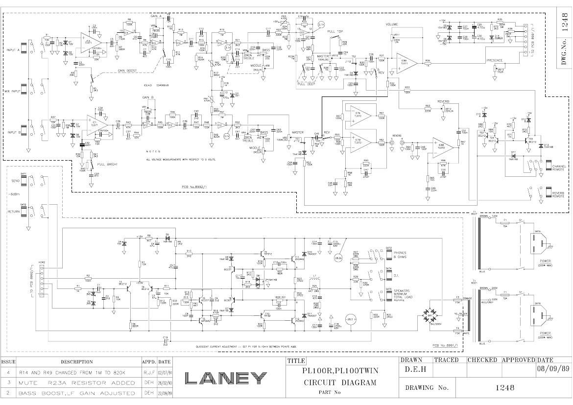laney PL100R Twin Schematic