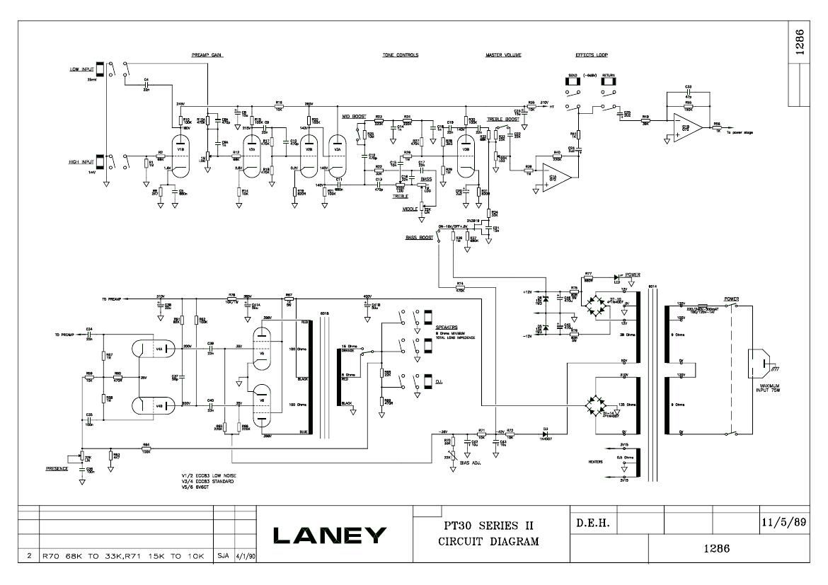 laney PT30 Series II Schematic