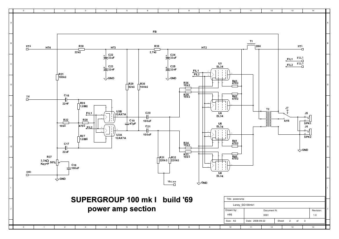 laney Supergroup 100 MKI Power Amp Schematic