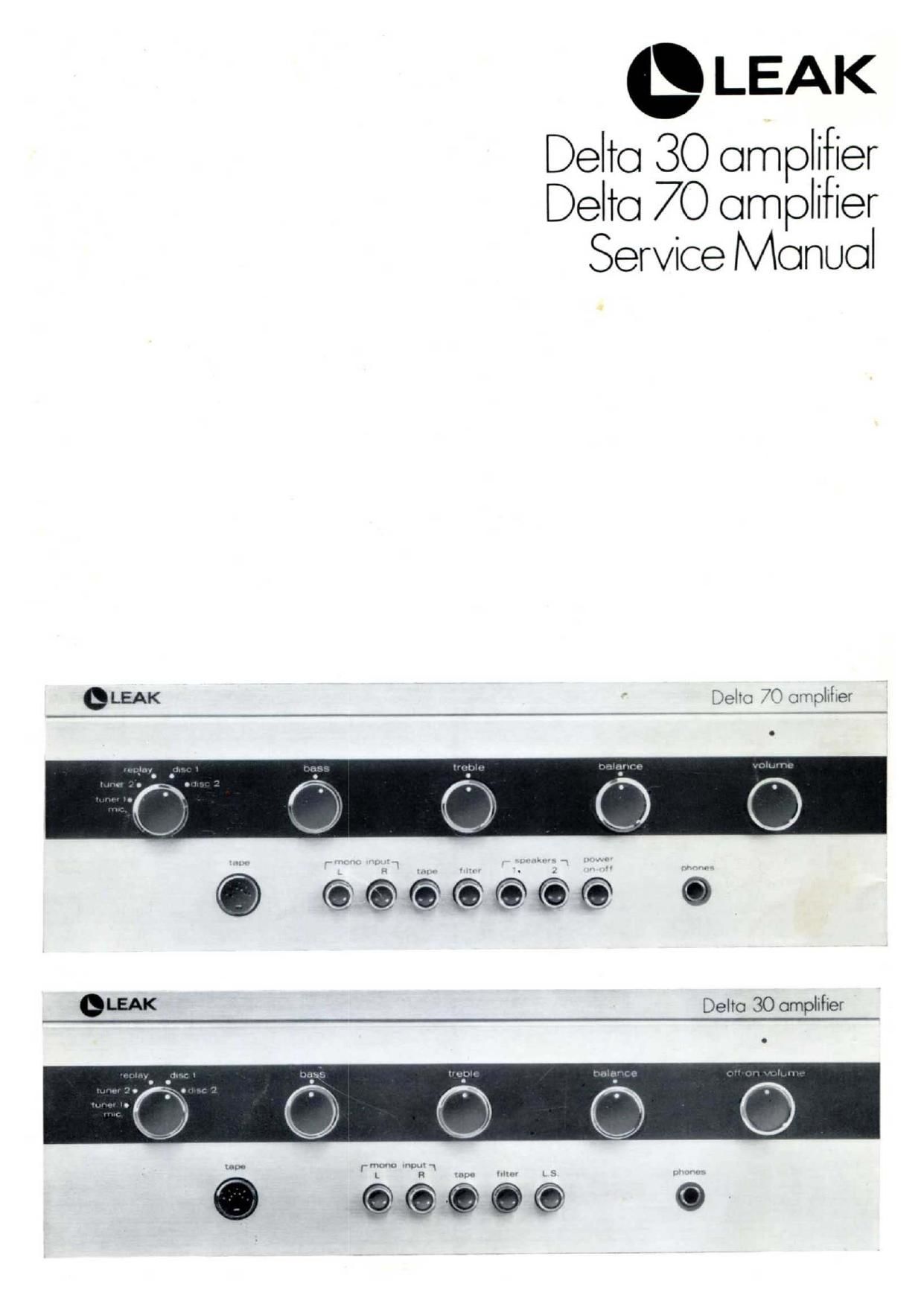 Leak Delta 30 70 Service Manual
