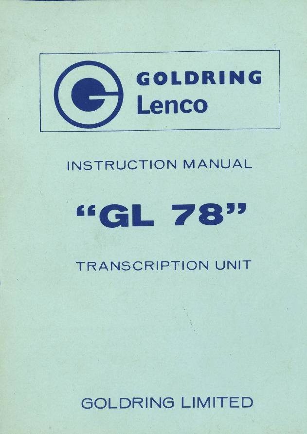 Goldring Lenco GL78 Owners Manual