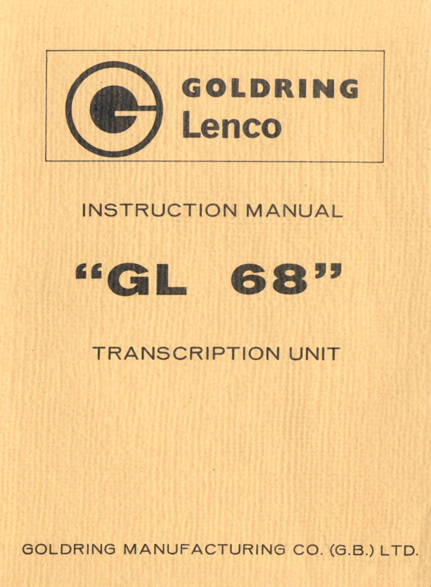 Lenco GL 68 Owners Manual