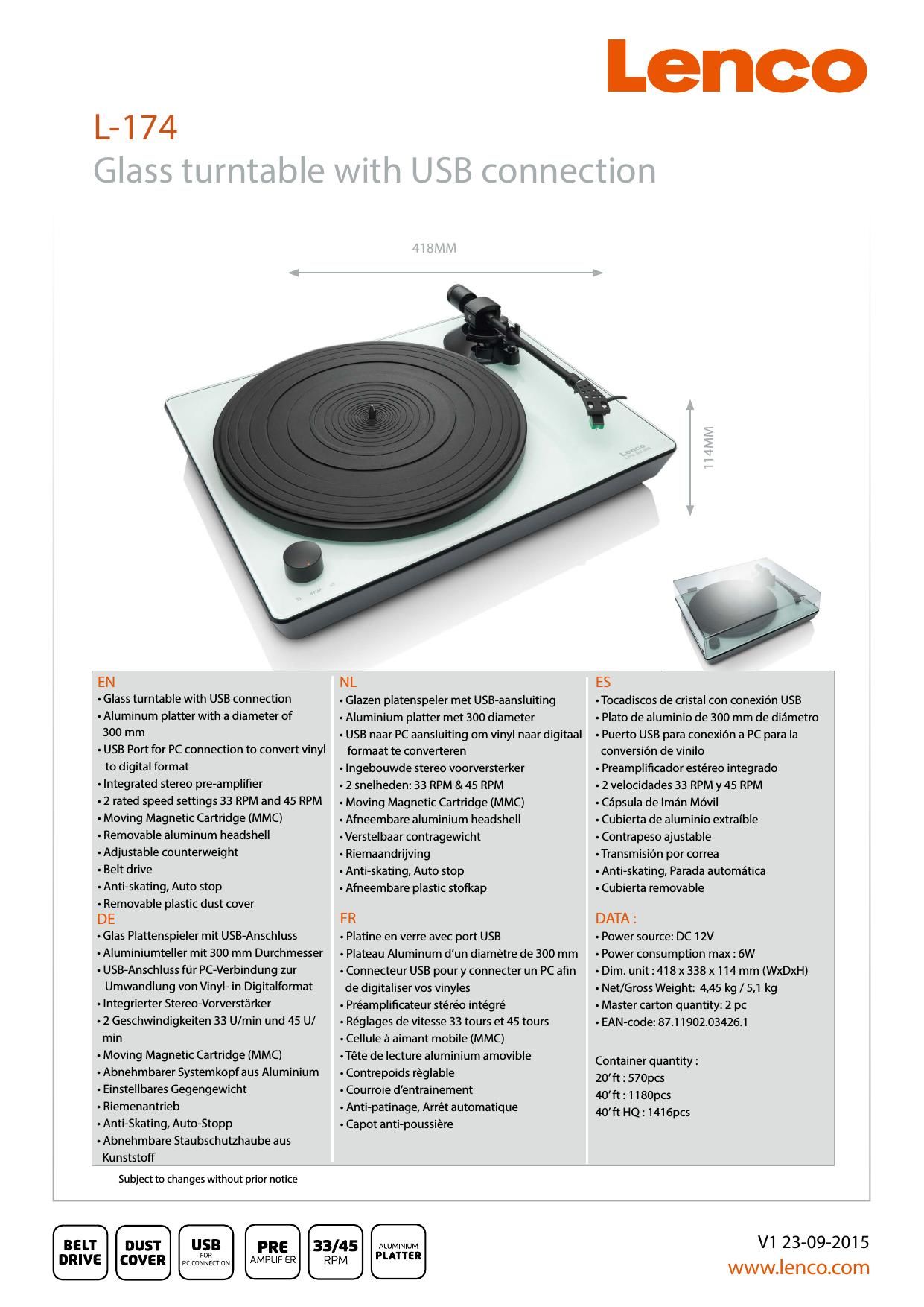 Lenco L174 Brochure