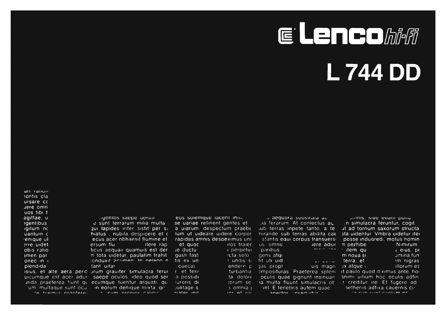 Lenco L744 DD Owners Manual