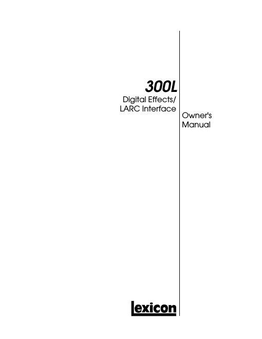 lexicon 300L Owners Manual Rev1