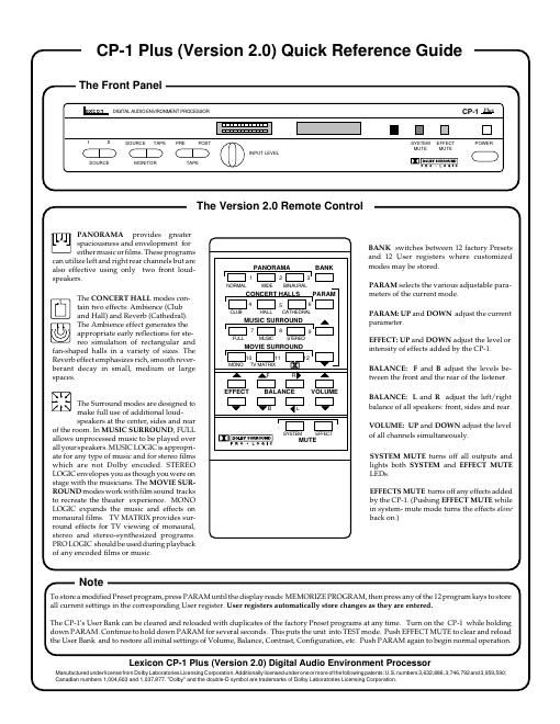 lexicon cp 1 plus owners manual