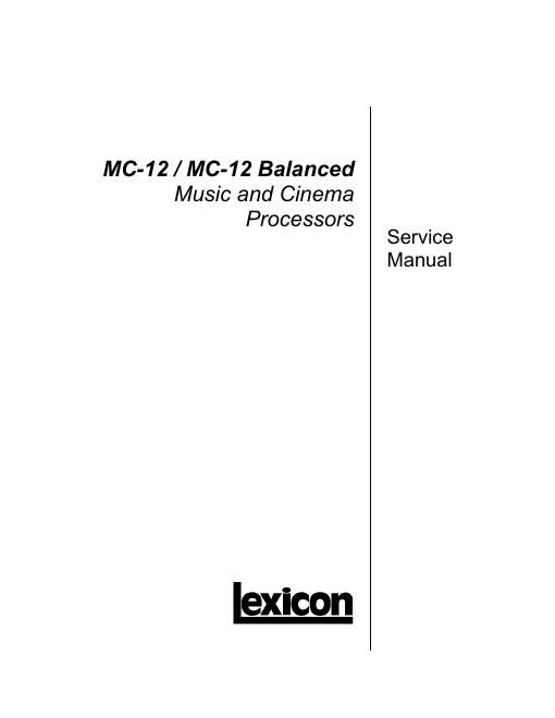 lexicon mc 12 balanced service manual