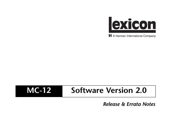 lexicon mc 12 mk2 owners manual