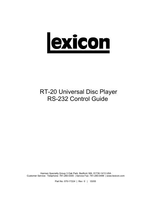 lexicon rt 20 owners manual