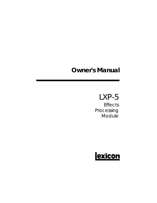 lexicon LXP 5 Owners