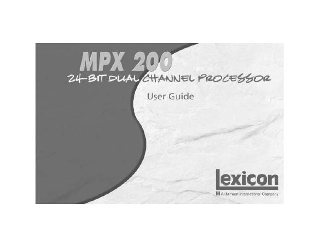 lexicon MPX200 UG Rev2 English