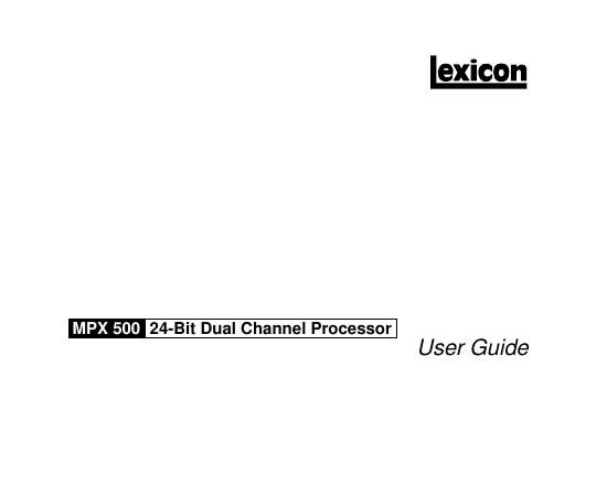 lexicon MPX500 User Guide Rev1