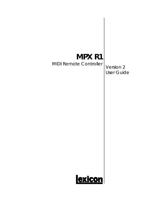 lexicon MPXR1 V2 User Gd Rev0