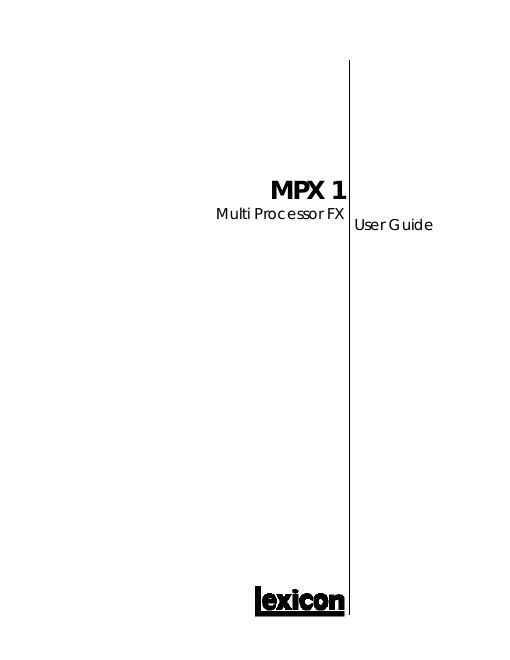 lexicon mpx 1 owners manual