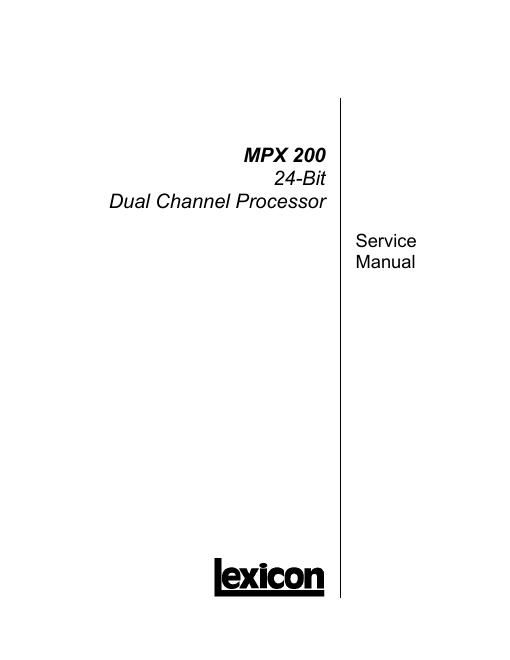 lexicon mpx 200 service manual