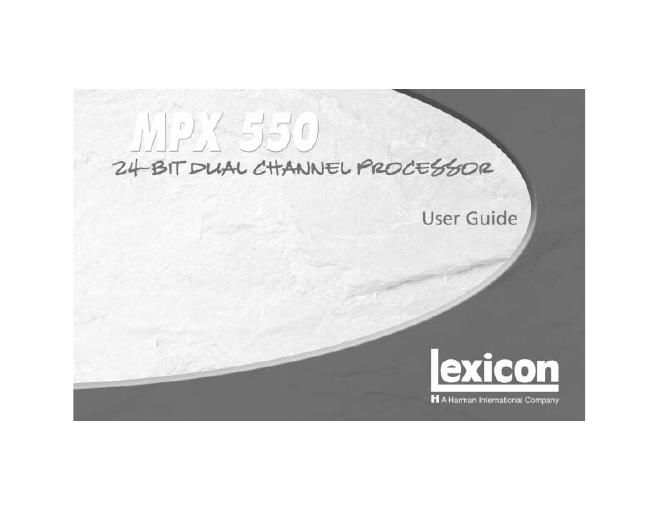 lexicon mpx 550 owners manual
