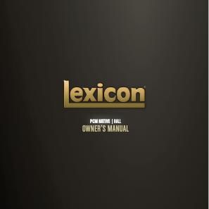 lexicon PCM Native Hall Manual