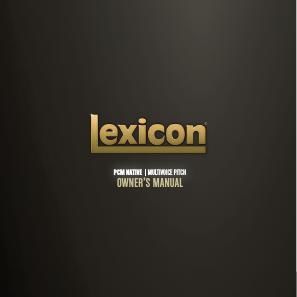 lexicon PCM Native MultiVoice Pitch Manual