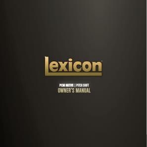 lexicon PCM Native Pitch Shift Manual