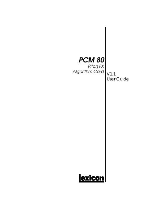 lexicon PCM80 PchFX V11 Usr Gd Rev1