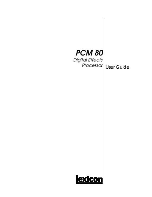 lexicon PCM80 User Guide Rev1
