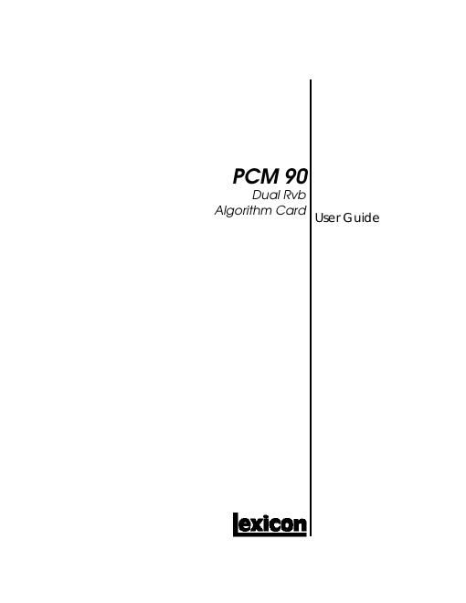 lexicon PCM90 DualRvb User Gd Rev0