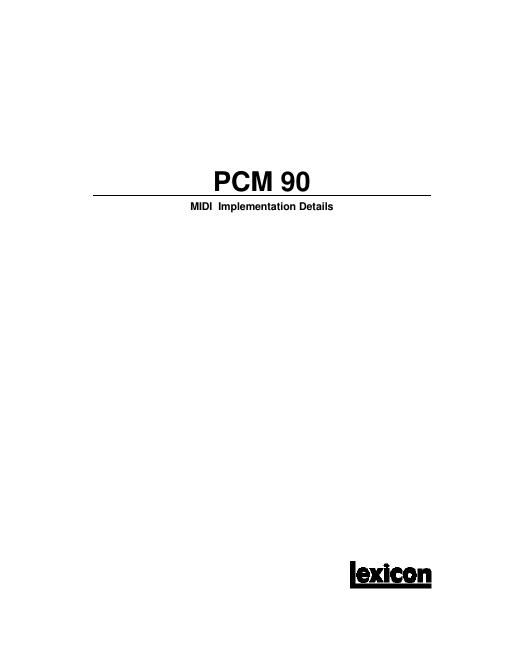 lexicon PCM90 MIDI Implement