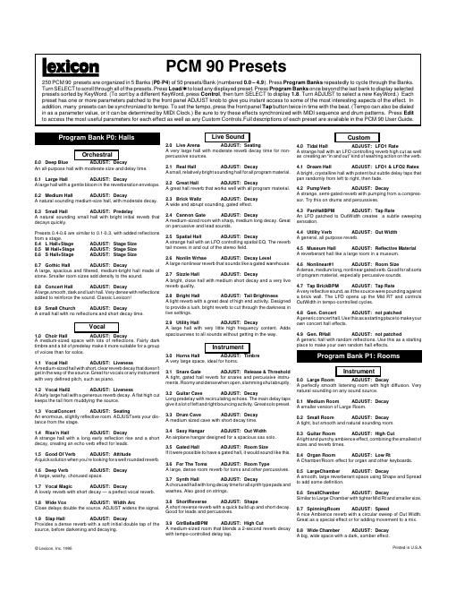 lexicon PCM90 Presets Rev0