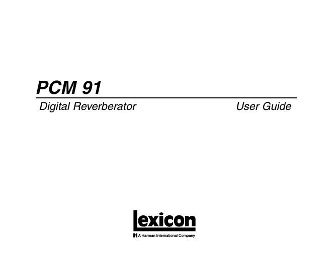 lexicon PCM91 User Guide Rev1