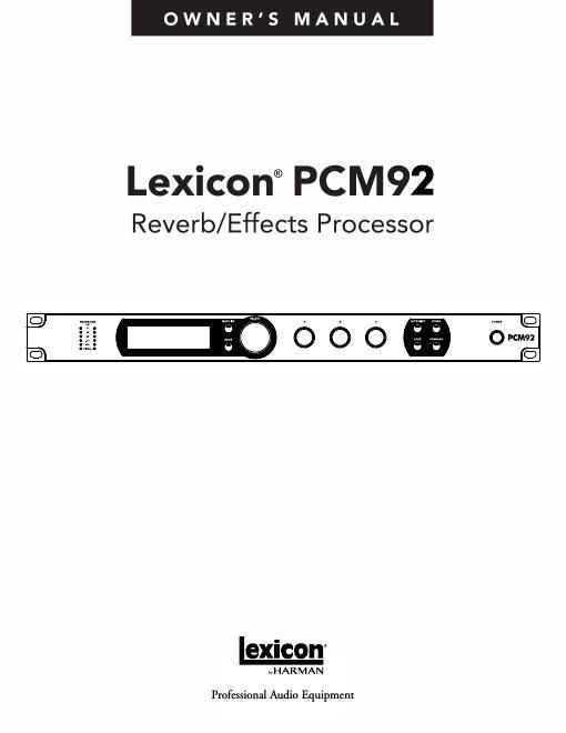 lexicon PCM92 Manual 5047784 C