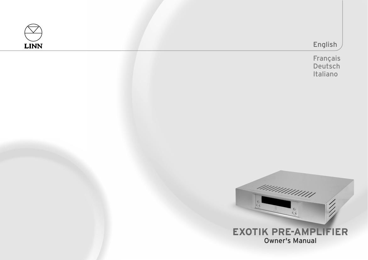 Linn Exotic Pre Amplifier Owners Manual