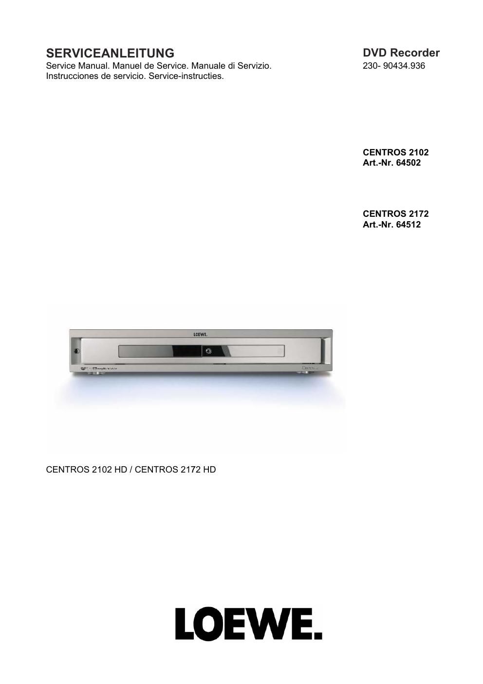 loewe centros 2102 service manual