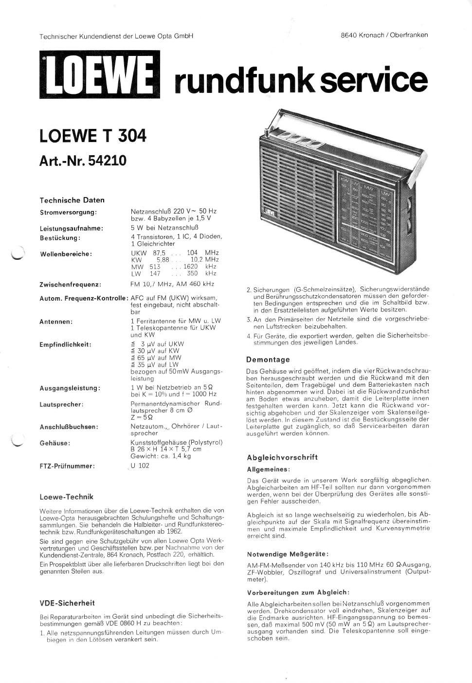 loewe t 304 service manual