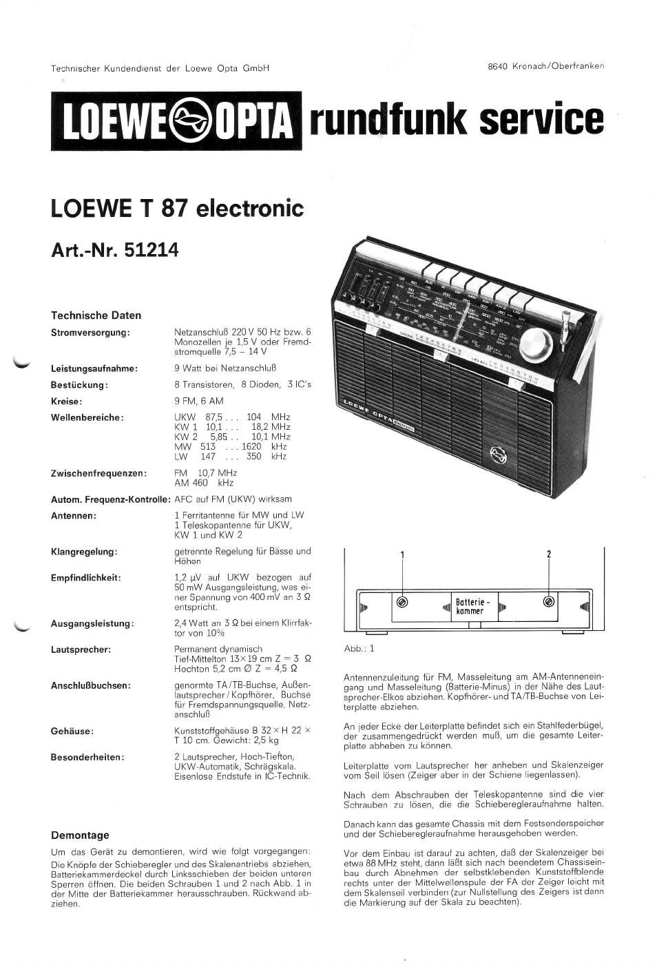 loewe t 87 service manual