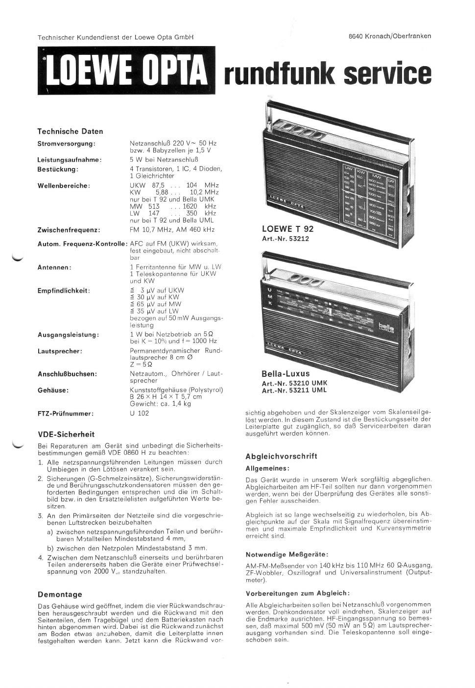 loewe t 92 service manual