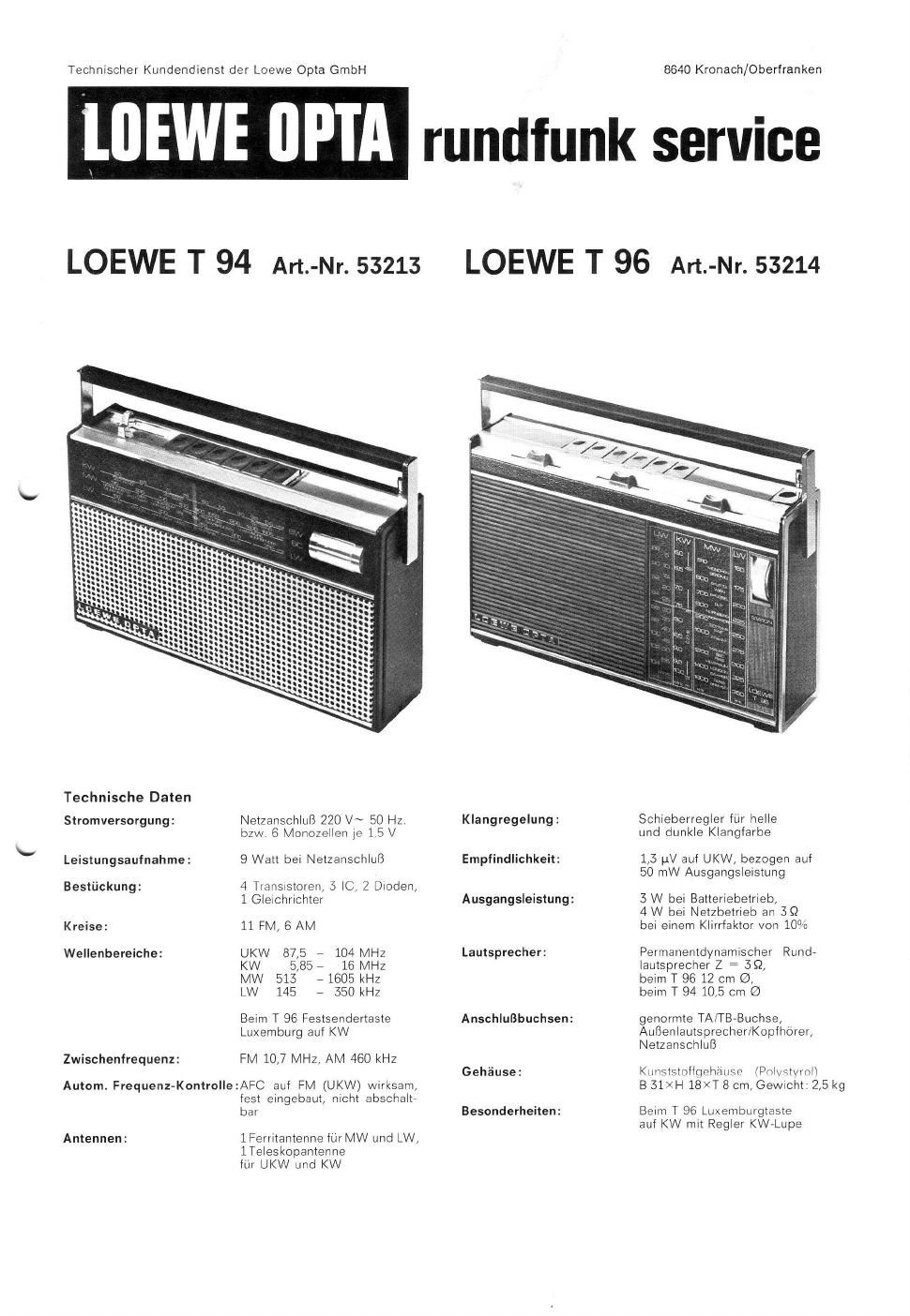 loewe t 94 service manual