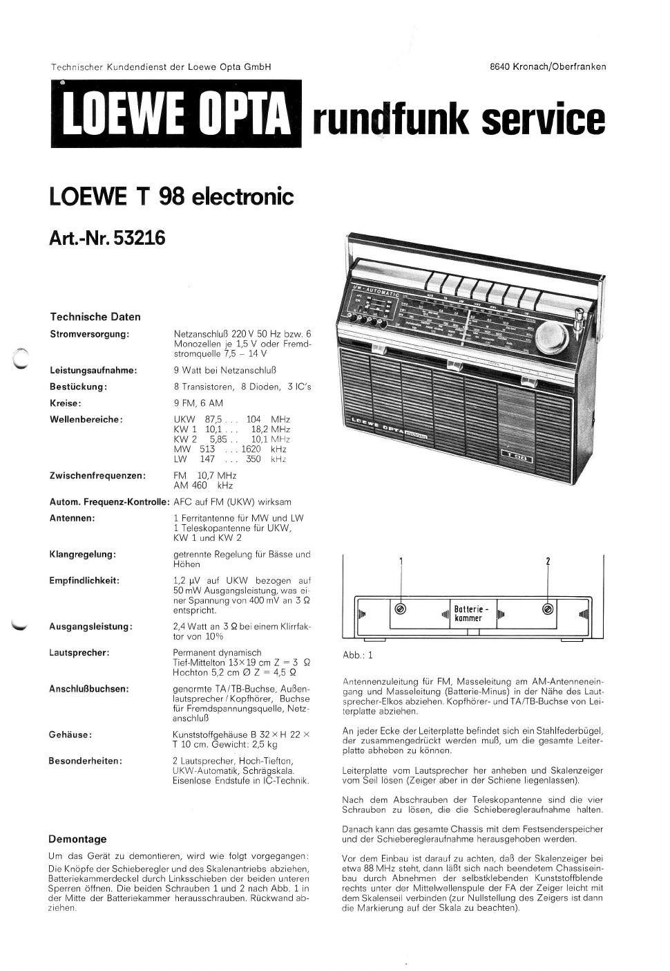 loewe t 98 service manual