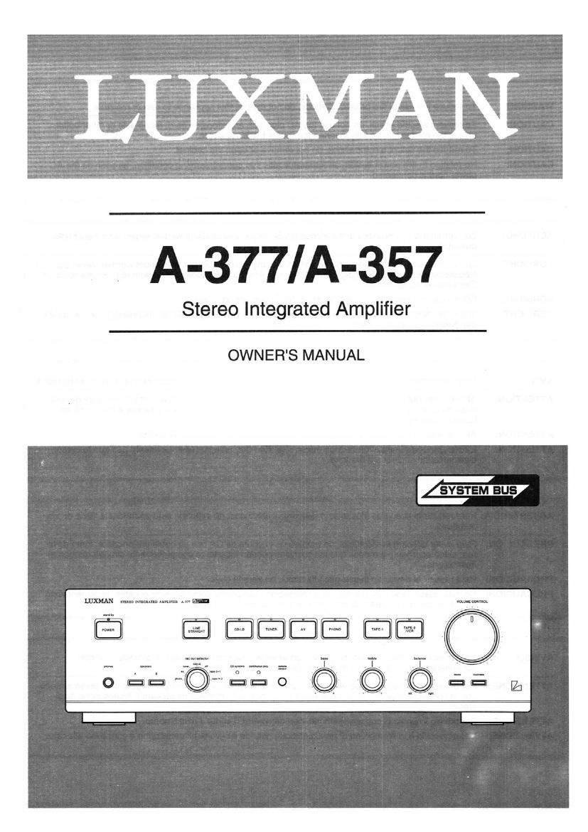 Luxman A 357 Owners Manual