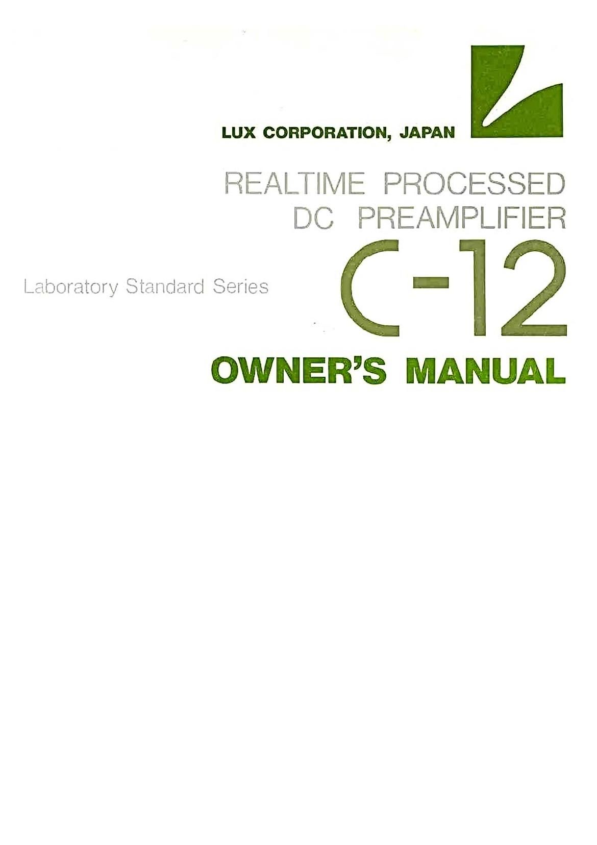 luxman c 12 Owners Manual