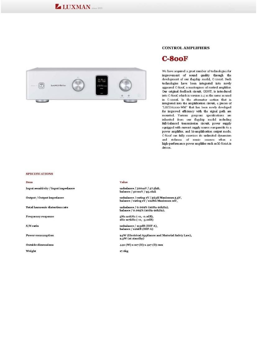 Luxman C 800F Brochure
